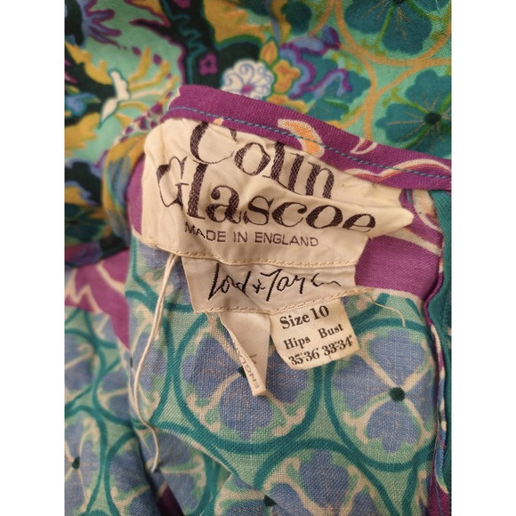 60's Geometric Dragon Purple Wool Maxi Dress by Colin Glascoe - Picture 7 of 8